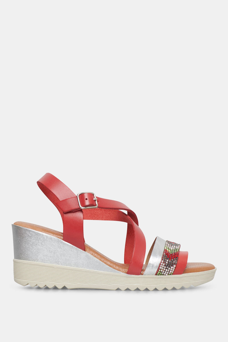 Czerwone sandały damskie R6223 - Harpers.pl