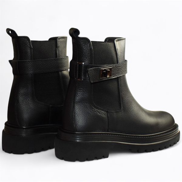Miranil Women's Black Leather Ankle Boots