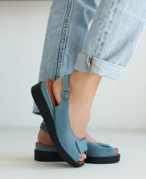 Relmora Women's Leather Denim Sandals