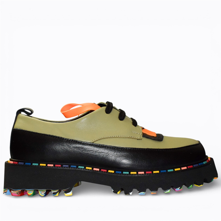 SKÓRZANE ZIELONE PÓŁBUTY DAMSKIE HATIKIA