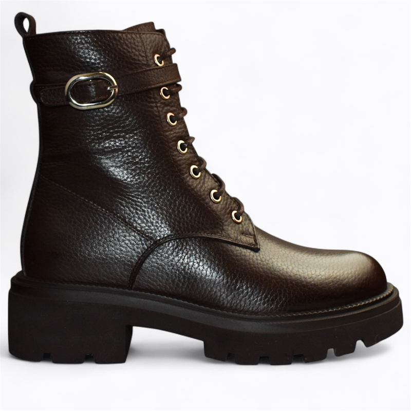 Skórzane brązowe trzewiki damskie Fenolin