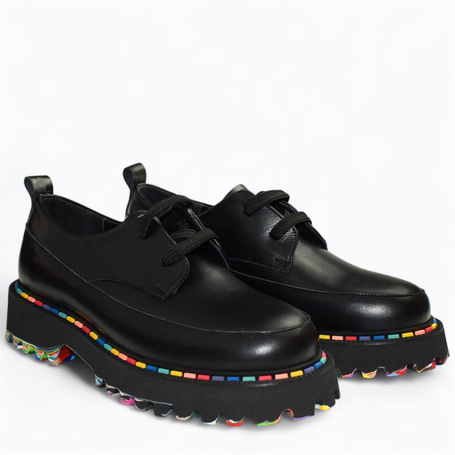 Olimira Women's Black Leather Low-Top Shoes