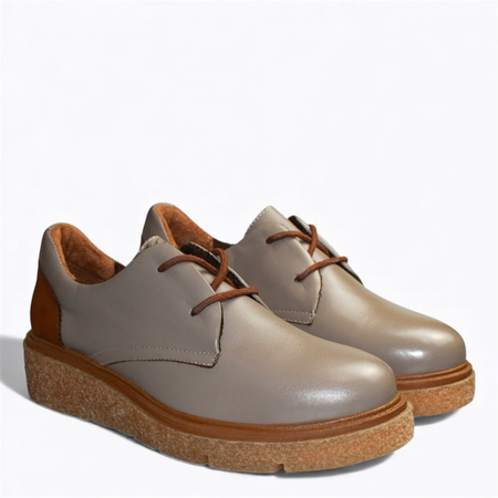 SKÓRZANE SZARE PÓŁBUTY DAMSKIE GEDRIKA