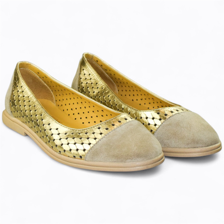 Brethin Women's Leather Gold Loafers