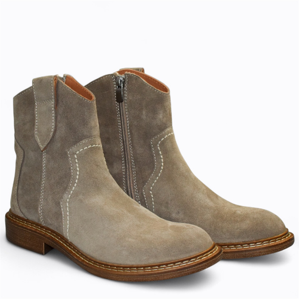 Dimiria Women's Gray Leather Cowboy Boots