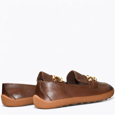 SKÓRZANE BRĄZOWE PÓŁBUTY DAMSKIE BAREFOOT JASIREA