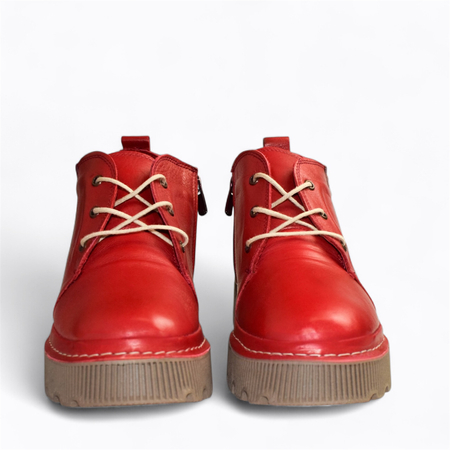 SKÓRZANE CZERWONE TRZEWIKI DAMSKIE ISOVENA