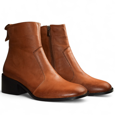 SKÓRZANE RUDE BOTKI DAMSKIE LAMIREL