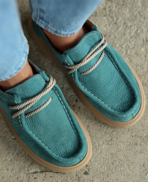 Yelsina Women's Green Leather Low-Top Shoes