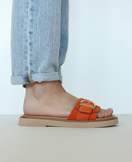 Iresina Women's Orange Leather Flip-Flops