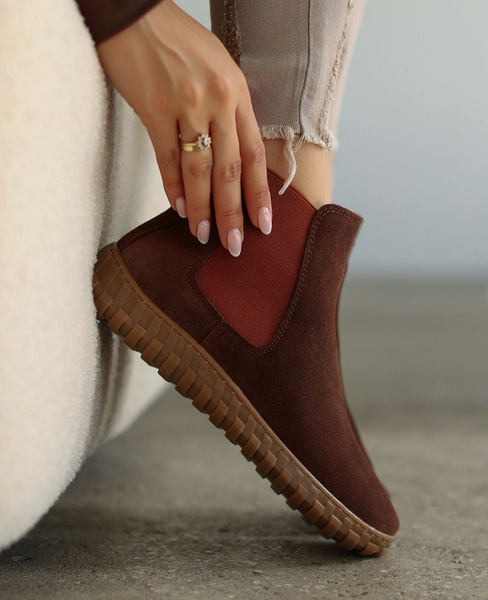 Katriel Women's Leather Chocolate-Brown Ankle Boots