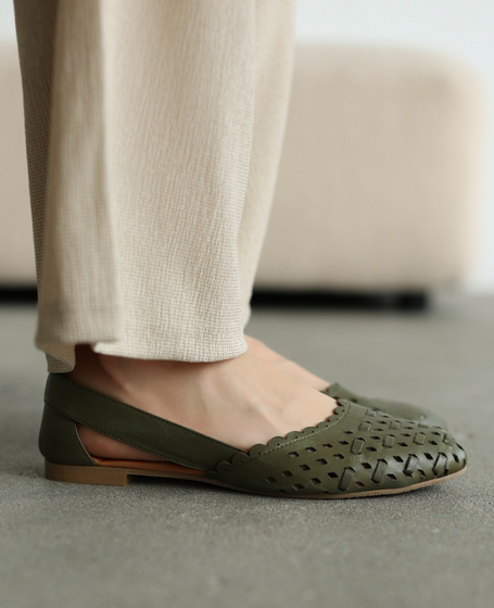 Monsera Women's Olive Leather Sandals