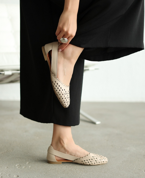 Monsera Beige Leather Women's Sandals