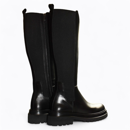 SKÓRZANE CZARNE KOZAKI DAMSKIE VALSIRA