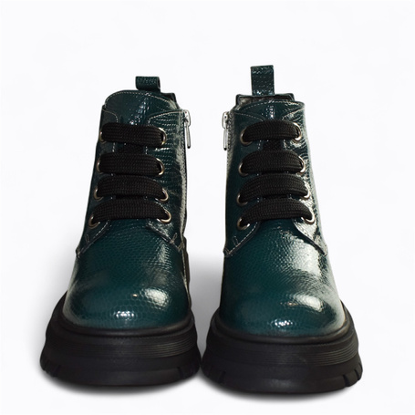 Jesmira Women's Green Leather Ankle Boots