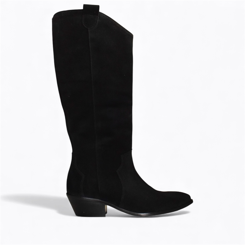 Skórzane czarne kowbojki damskie Emeldia