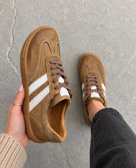 Skórzane taupe barefoot sneakersy damskie Ermelia