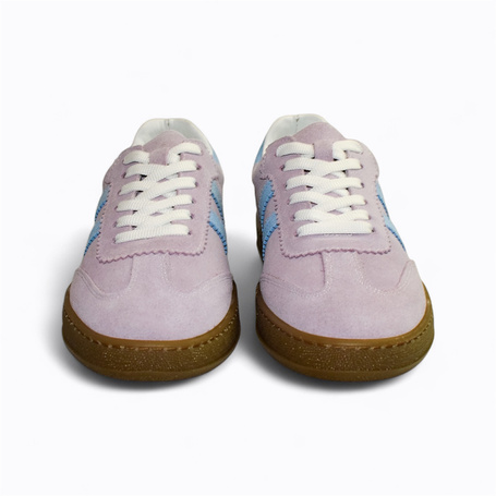 Skórzane fuksjowe sneakersy damskie Magline
