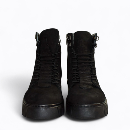 SKÓRZANE CZARNE BOTKI DAMSKIE HADRINA