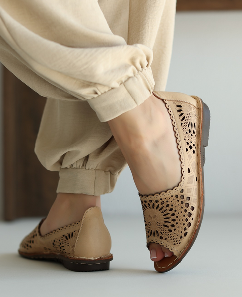Semirea Women's Cappuccino Leather Loafers