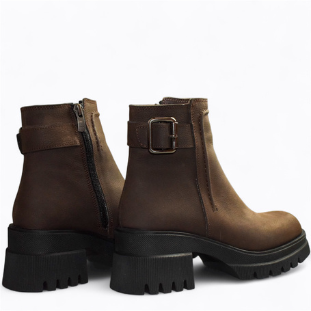 Selvira Women's Brown Leather Ankle Boots