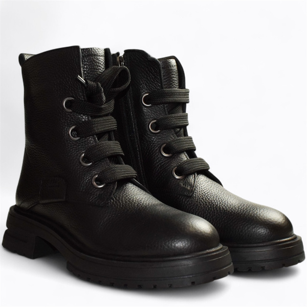 Trenisa Women's Black Leather Ankle Boots
