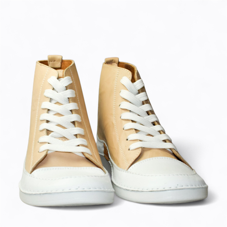 Skórzane beżowe trzewiki damskie Hekatia