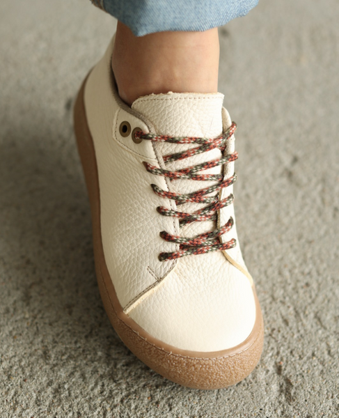 Mersina Beige Leather Women's Low-Top Shoes