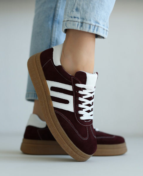 Nimelei Women's Burgundy Leather Sneakers