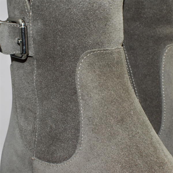 Caliria Women's Gray Leather Ankle Boots