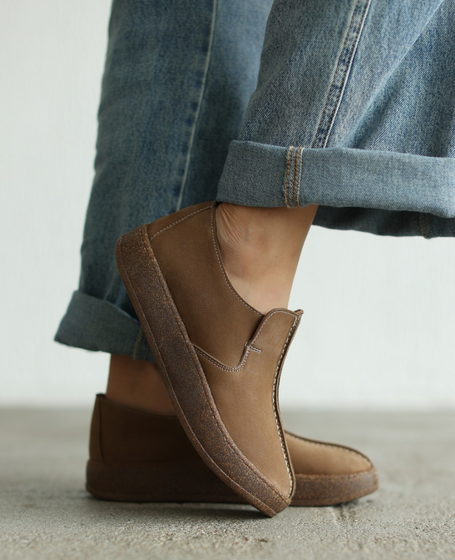 Teremis Beige Leather Women's Low-Cut Shoes
