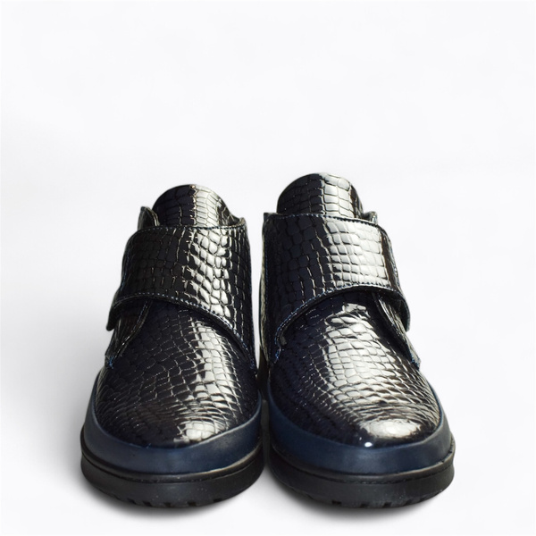 Galessa Navy Blue Leather Women's Ankle Boots