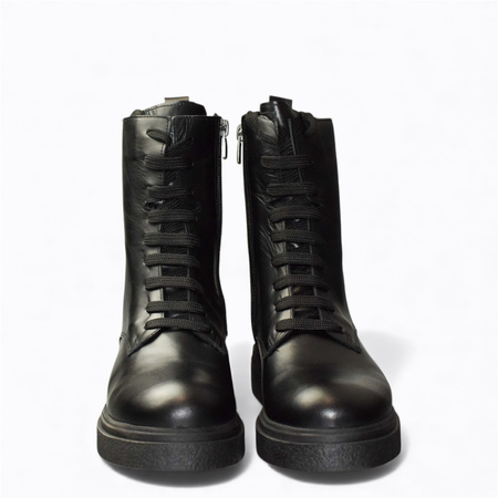 Skórzane czarne trzewiki damskie Brilita