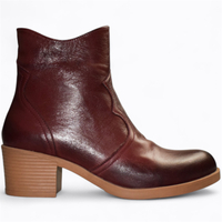 Skórzane bordowe botki damskie Rillena