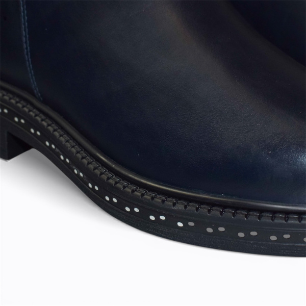 Maritha Navy Blue Leather Women's Ankle Boots