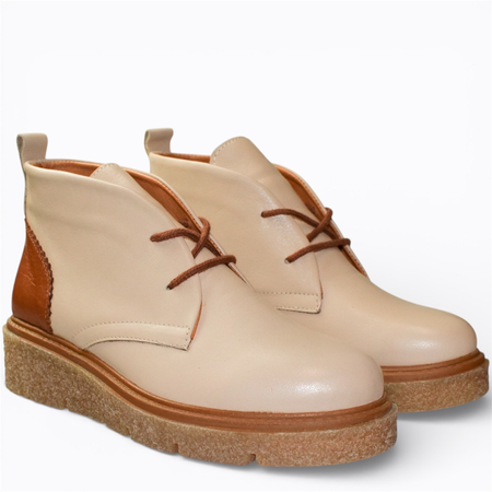 SKÓRZANE BEŻOWE TRZEWIKI DAMSKIE ASTRENA