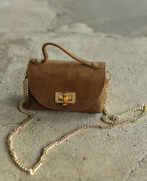 Faerine Taupe - suede leather mini trunk