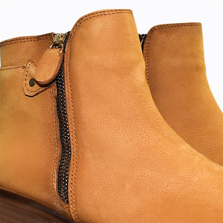 SKÓRZANE RUDE BOTKI DAMSKIE PERLINA