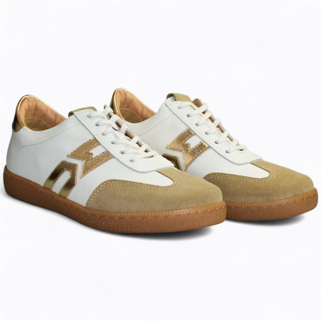 Sertiva White Leather Women's Sneakers with a Beige Accent