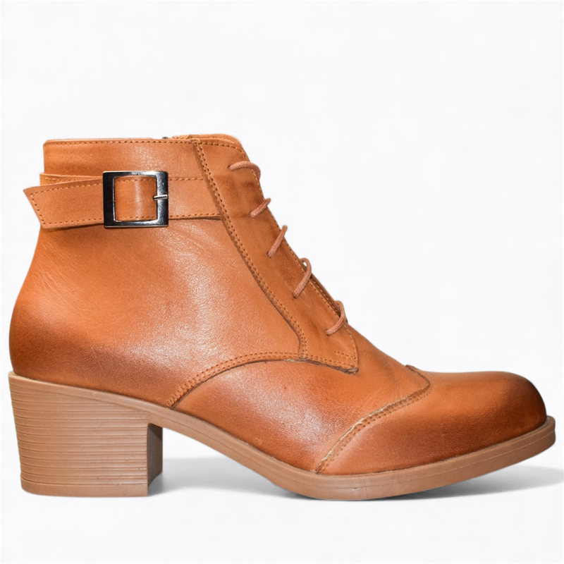 Skórzane rude botki damskie Trinnel