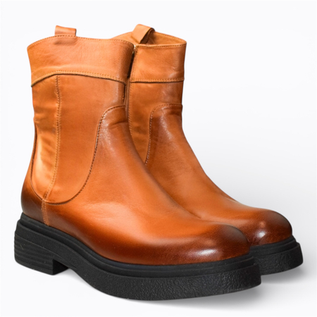 Skórzane rude trzewiki damskie Vilanna