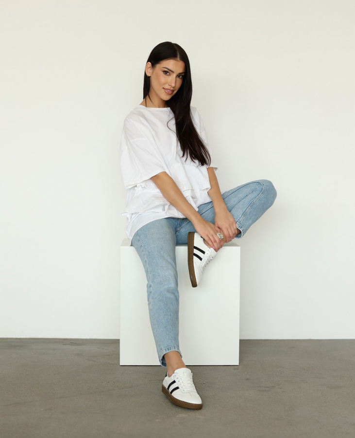 Skórzane białe sneakersy damskie Magline
