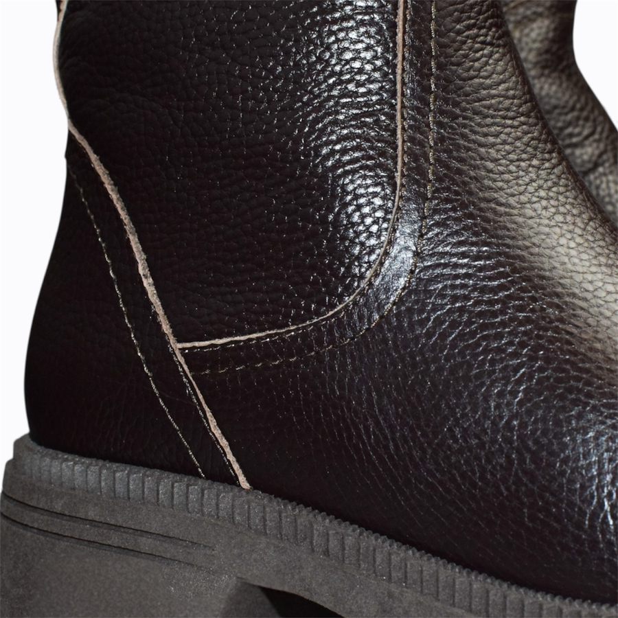 Skórzane brązowe kozaki damskie Euridia