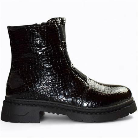 Galenna Women's Black Leather Ankle Boots