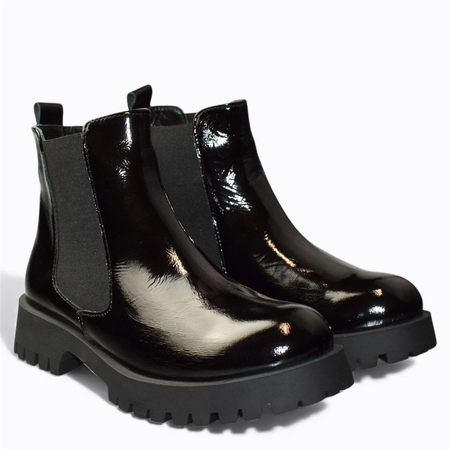 Skórzane czarne sztyblety damskie Ciralia