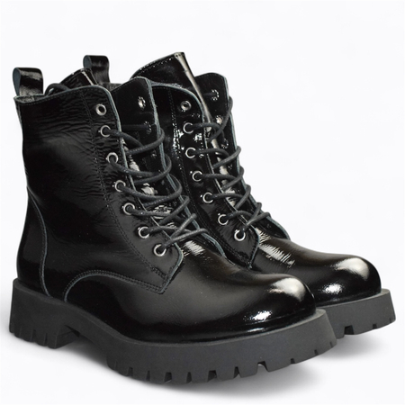 SKÓRZANE CZARNE TRZEWIKI DAMSKIE REGNIKA