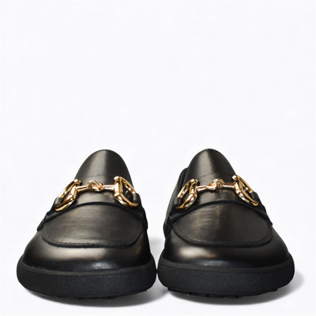 Skórzane czarne półbuty damskie barefoot Jasirea