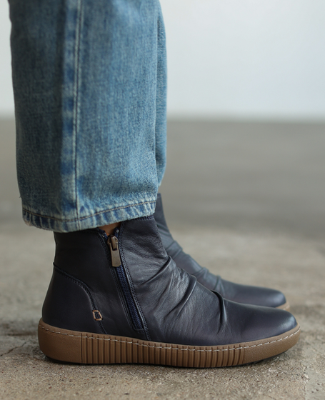 Estrela Navy Blue Leather Women's Boots