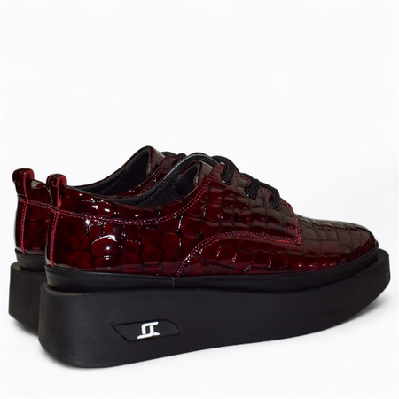 Skórzane bordowe półbuty damskie Noverin