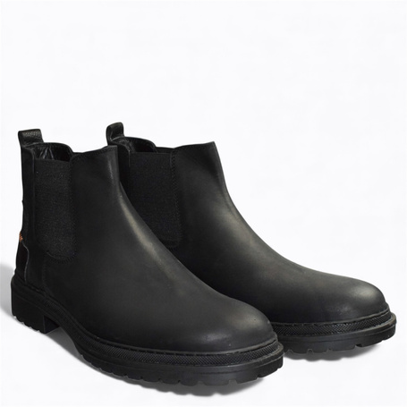 BARNABY MEN'S BLACK LEATHER ANKLE BOOTS